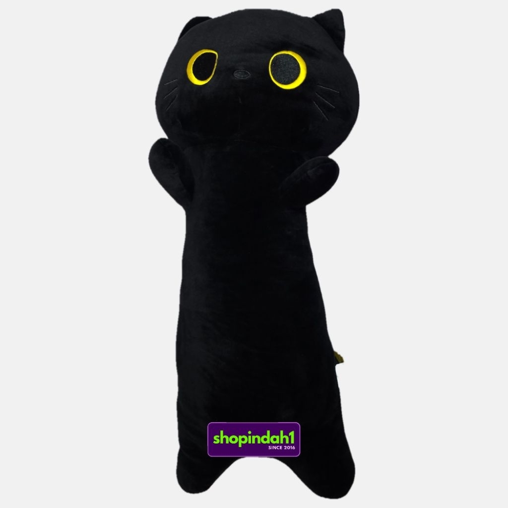 O.O MEOW MR DIY [8963577] Black cat plush toy bolster small feet 70 cm new tag - Guling boneka kucin
