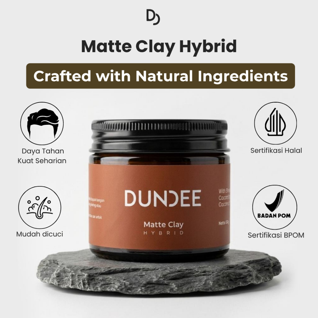 DUNDEE Matte Clay Hybrid - Natural Ingredients - Bahan Alami - Natural Look, Textured dan Matte Fini