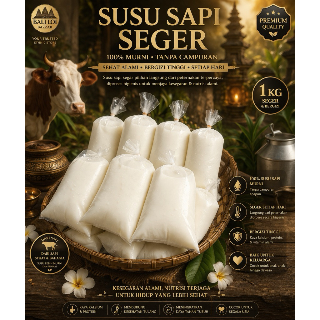 Susu Sapi Murni 1 Liter – Fresh Milk – Susu Segar Tanpa Campuran”