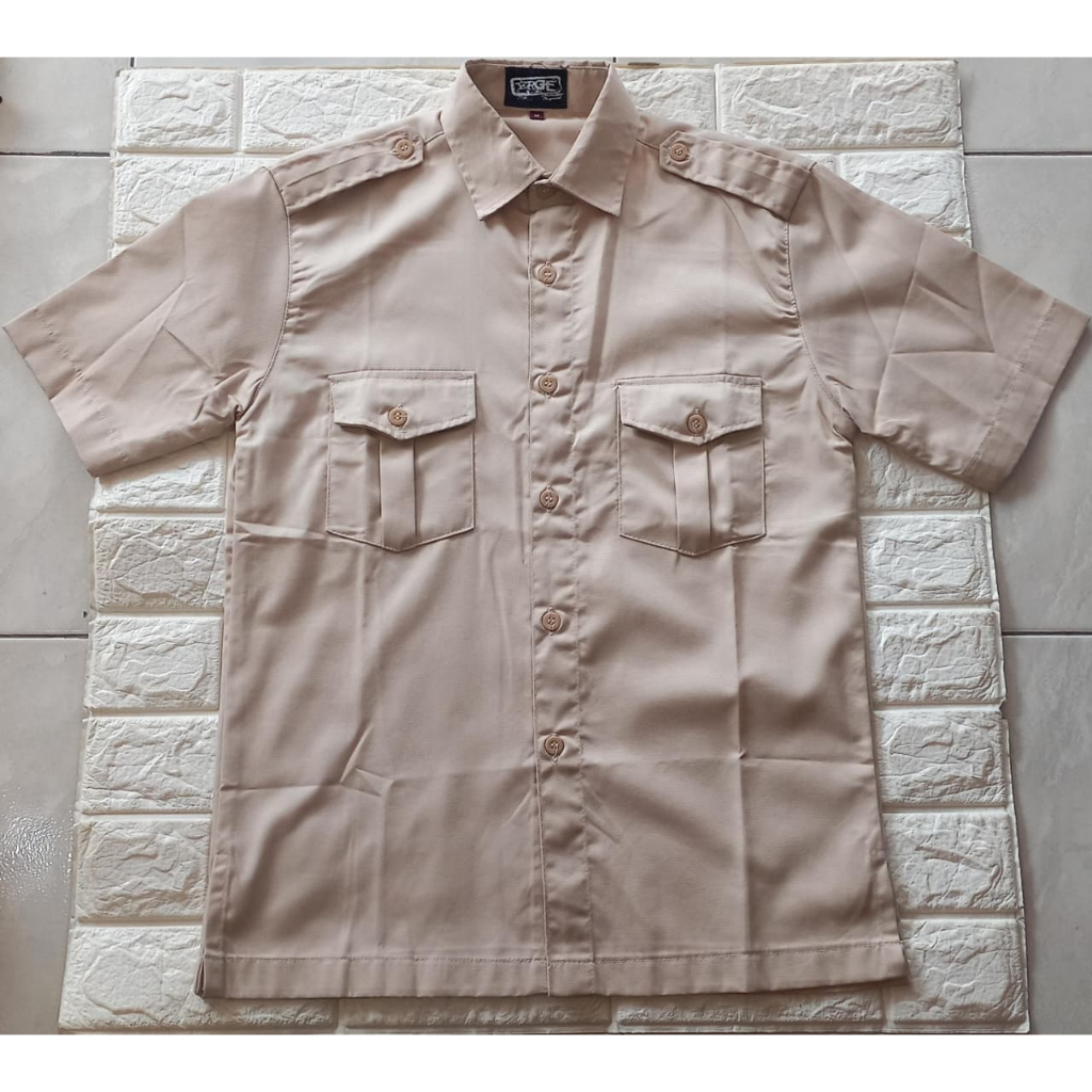 Kemeja PDL Polos American Drill Lengan Pendek Premium