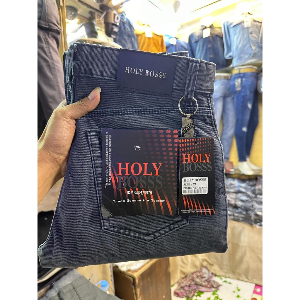 Celana Jeans Pria Holy Boss Size 29 - 40 Denim Biru Tua Desain Kasual