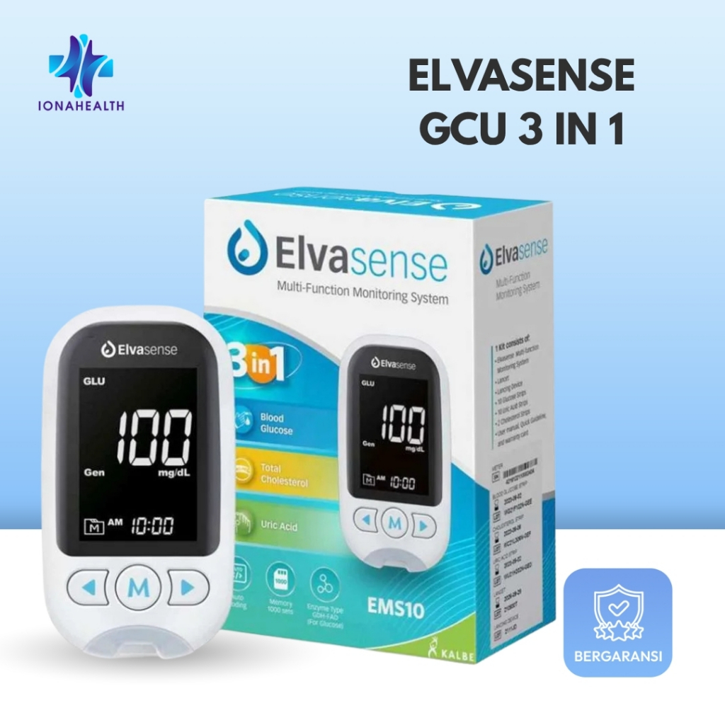 Elvasense Alat Cek GCU 3in1 EMS10 Elvasense / Cek Gula Darah / Kolesterol / Asam Urat / Alat Cek Gul