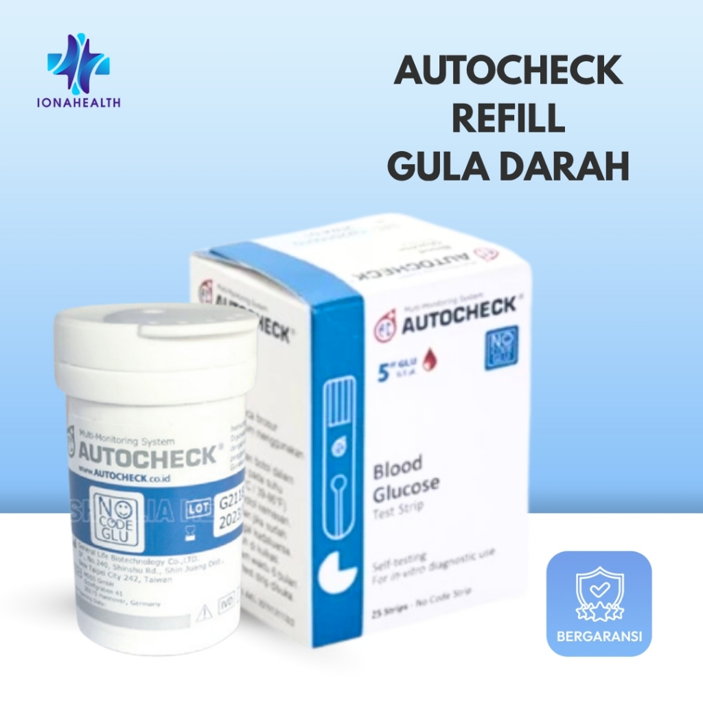 Refill Strip Gula Darah Autocheck / Alat Cek gula Darah / Stik Gula Darah / Autocheck Strip Gula Dar
