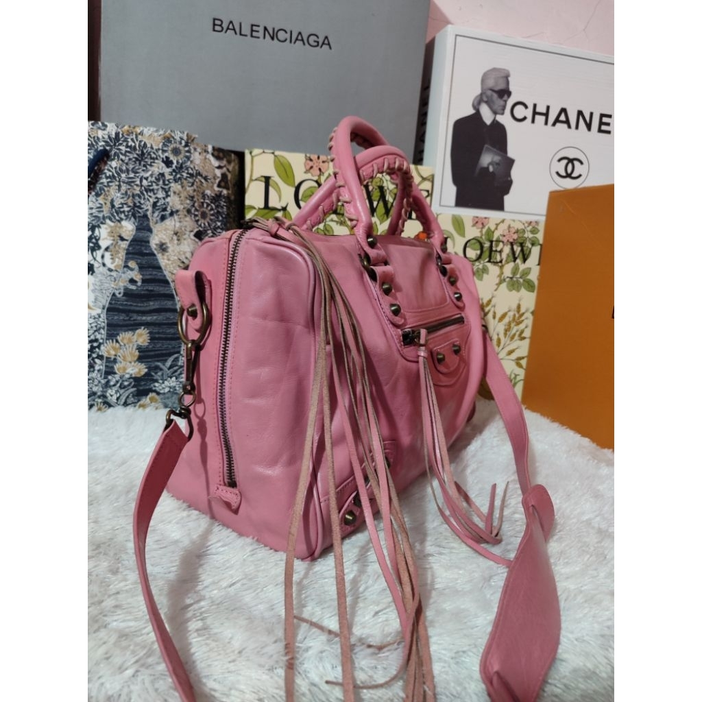 RARE Balenciaga Classic Polly Bukan City in Pink zip Lampo