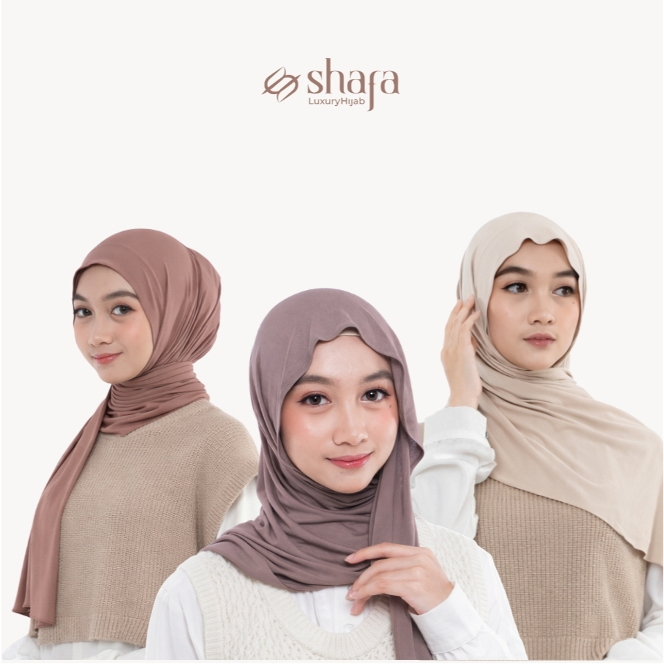 Shafa Hijab - Pashmina Hijab Kaos Rayon Premium Flow Stretch Adem Lembut Polos Hijab Pashmina