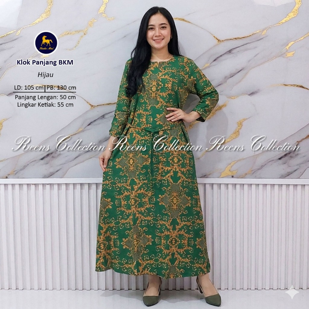 Batik Kuda Mas Longdress KLOK Lengan Panjang | Daster Panjang Semata Kaki Resleting Depan Busui