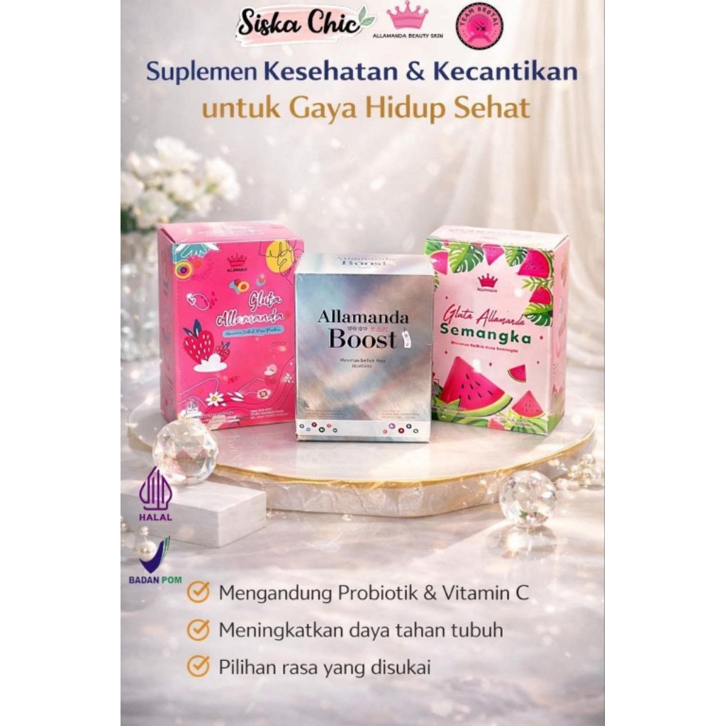 gluta allamanda Original BPOM | setara 2x suntik pemutih|Gluta Pemutih Badan cepat | Kulit Cerah & S