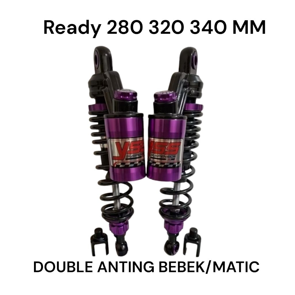 NEW DOUBLE SHOCK ~ SHOCKBREAKER COPY YSS BLACK PURPLE MODEL EXTREME DOUBLE TABUNG ATAS UK 280MM -320