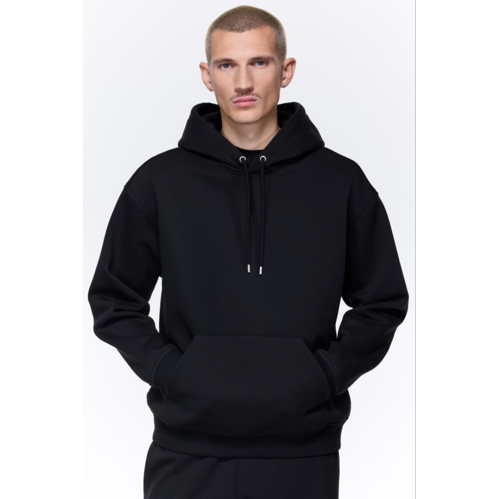Hoodie H&M Relaxed Fit Polos Hitam