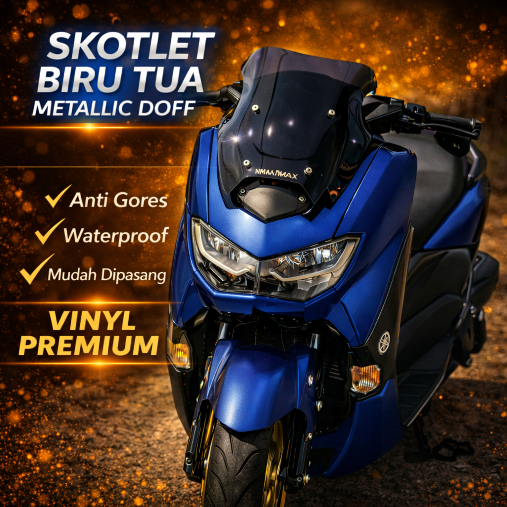 Skotlet Motor Biru Metalik Doff Blue Matte Chrome Satin Scotlite 45cm Sticker Motor Mobil