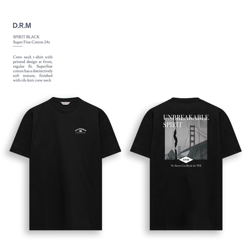 t-shirt spirit black | kaos drm . D.R.M wear.