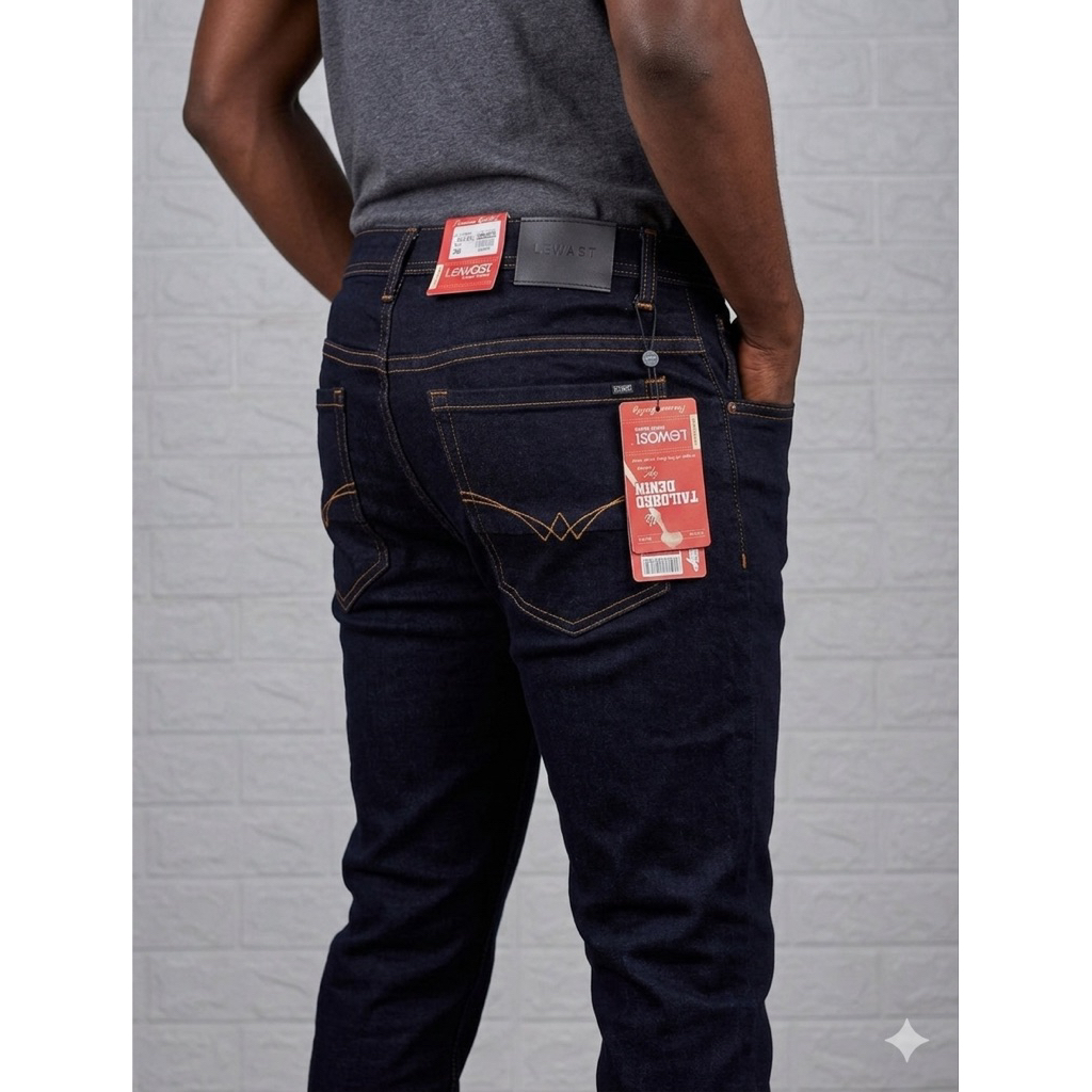 Celana jeans Panjang Pria Lewast Premium Standar Reguler fit Hitam