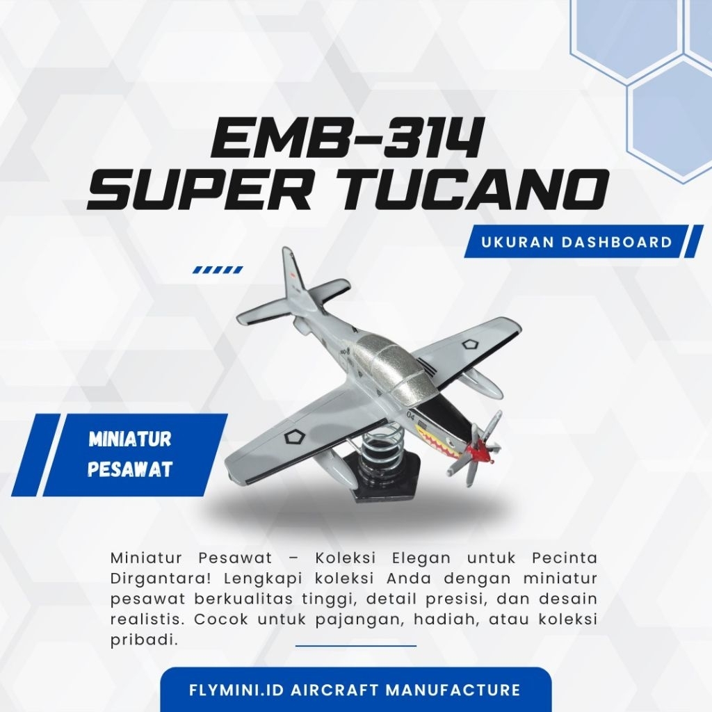 EMB-314 Super Tucano [Miniatur Uk Dashboard Mobil - Diecast] 10 Cm