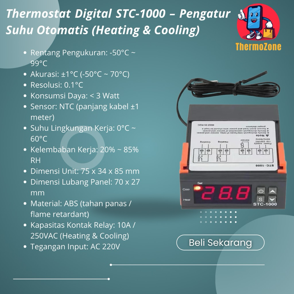 STC1000 Thermostat Termostat Digital STC-1000 Termometer