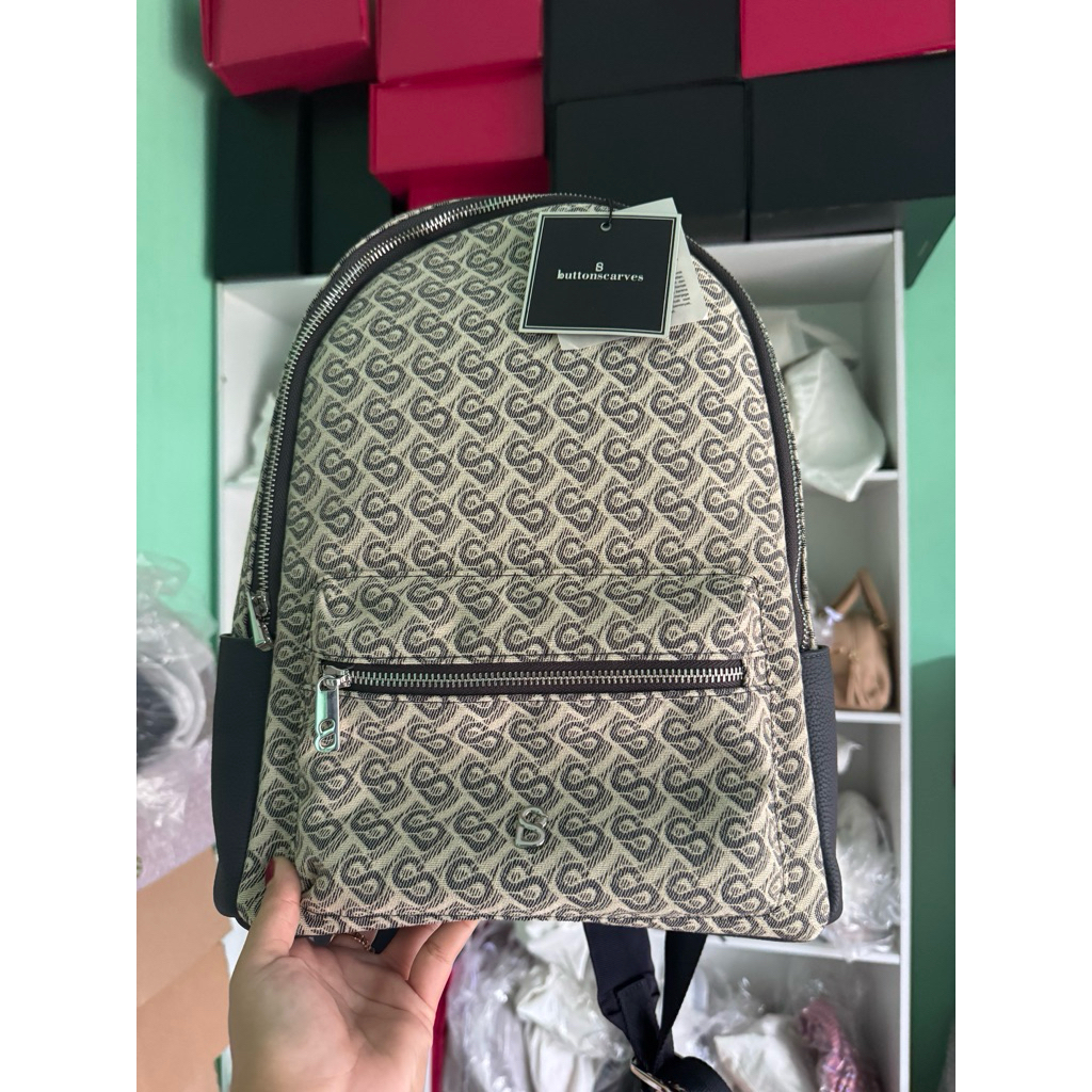 Bimu Jacquard Backpack Buttonscarves Navy+Box New Segel