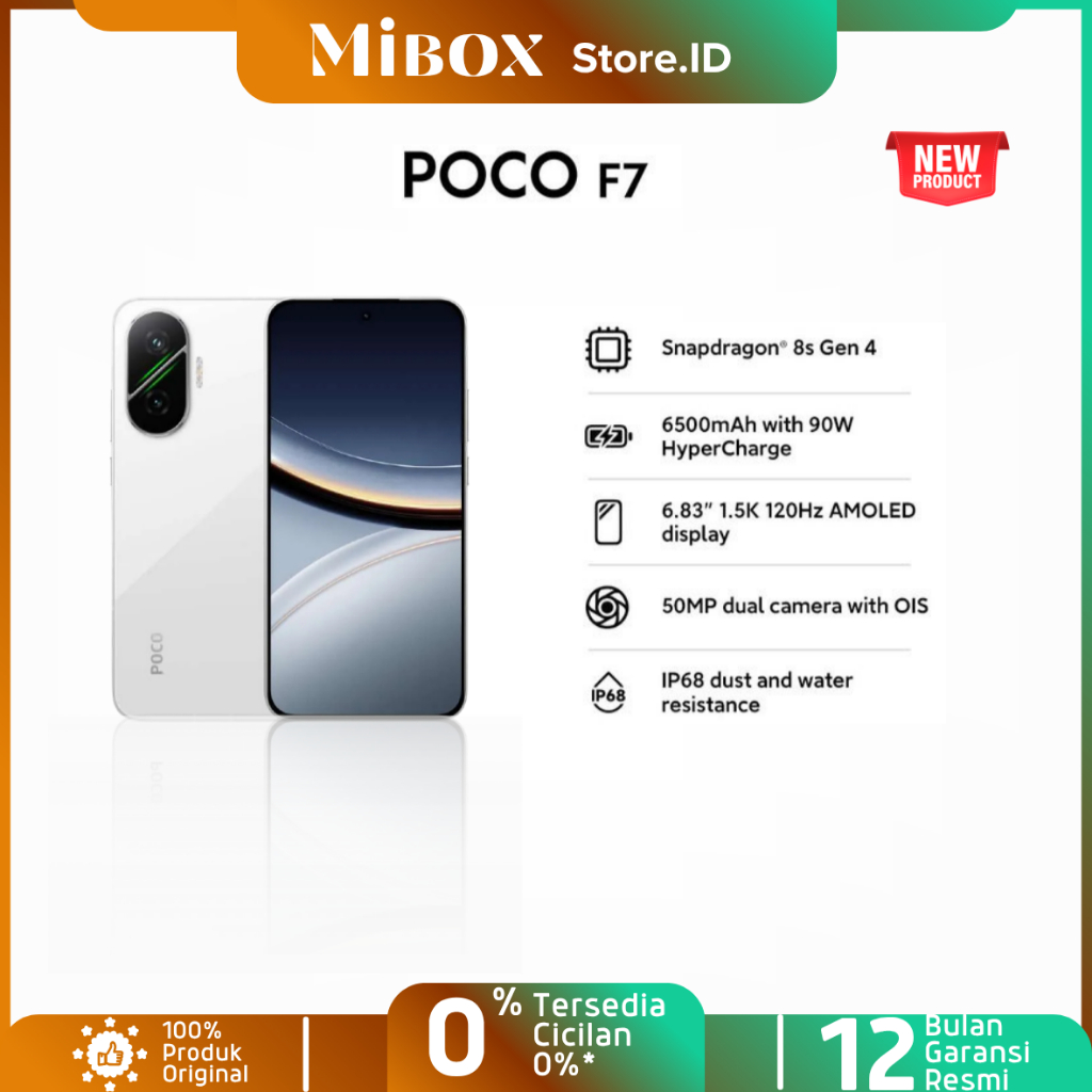 Poco F7 5G  12/512 GB,AMOLED,Corning Gorilla Glass 7i,Qualcomm,Fingerprint Display,6500 mAh Resmi