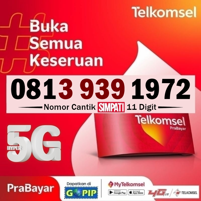 Nomor Cantik Simpati 11 Digit Tahun 1972 Telkomsel Prabayar 3GB Kuota Nasional