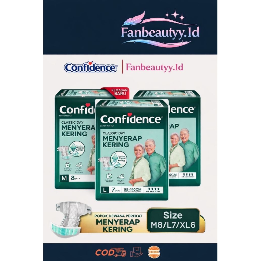 CONFIDENCE CLASSIC DAY M8, L7, XL6 | PEREKAT | PAMPERS DEWASA