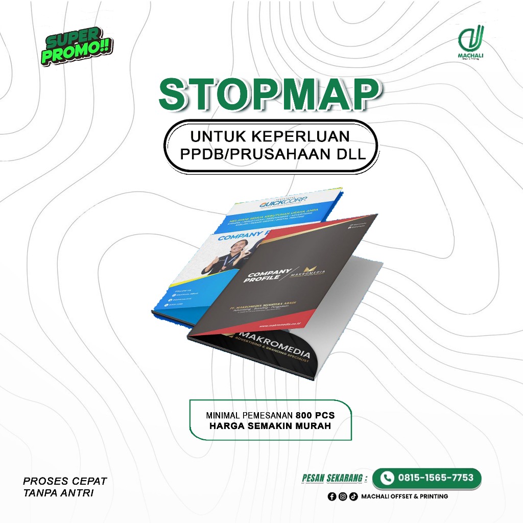 CETAK STOPMAP CUSTOM / MAP KERTAS FOLDER ORGANIZER FOLIO F4 INSTANSI / SEKOLAH / KANTOR CUSTOM