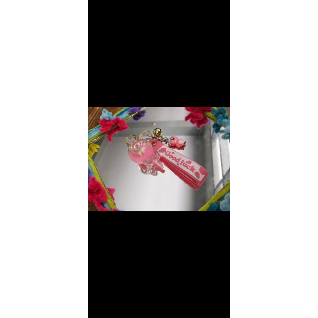 pink good luck charm keychain