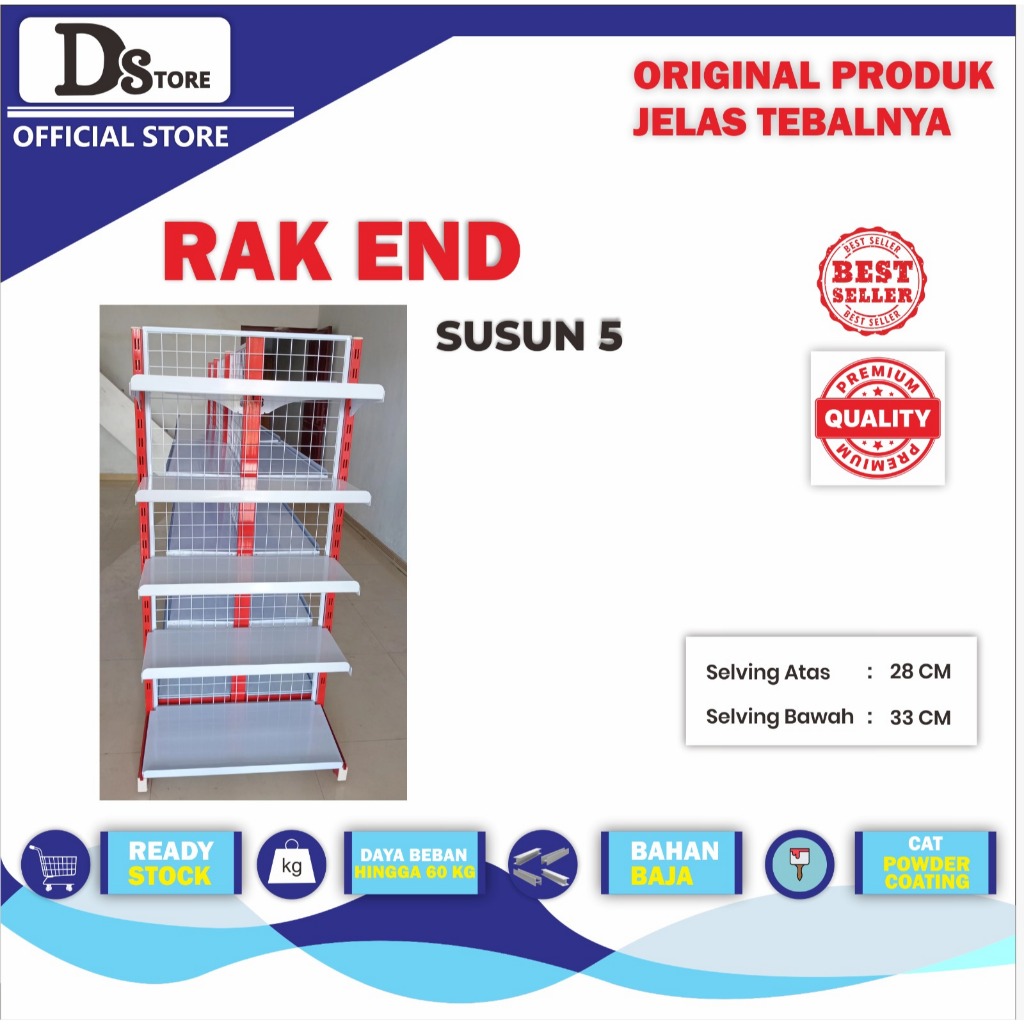 Hemat Susun 5 Rak Gondola Minimarket End/Penutup Untuk Toko / Minimarket Termurah