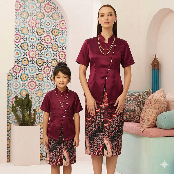 Atasan kebaya Janggan Satin Polos couple ibu dan anak kebaya Kartini Couple kebaya wisuda couple