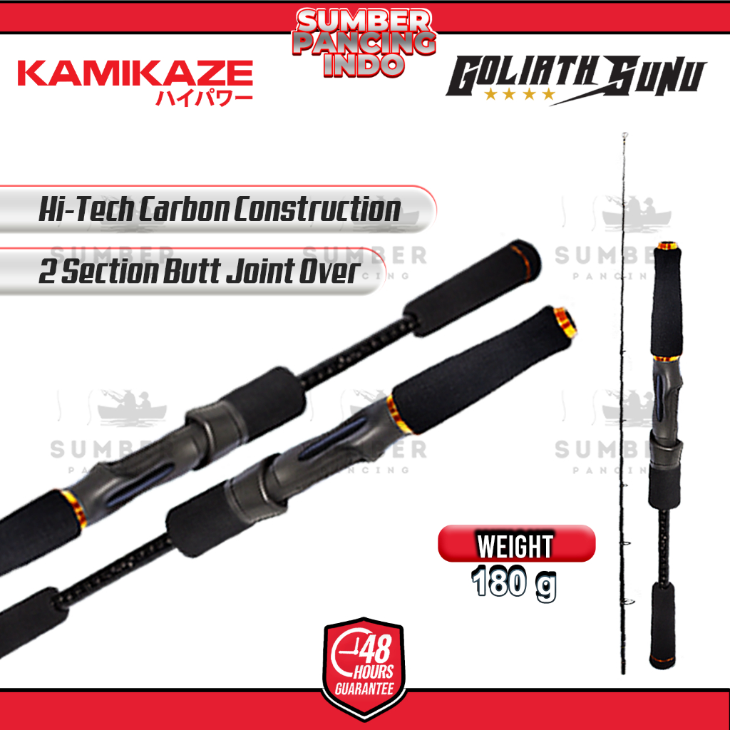 KAMIKAZE Joran Pancing Spinning GOLIATH SUNU UL 198cm - 207cm Ultralight Tipe Spinning Sambung 2 But