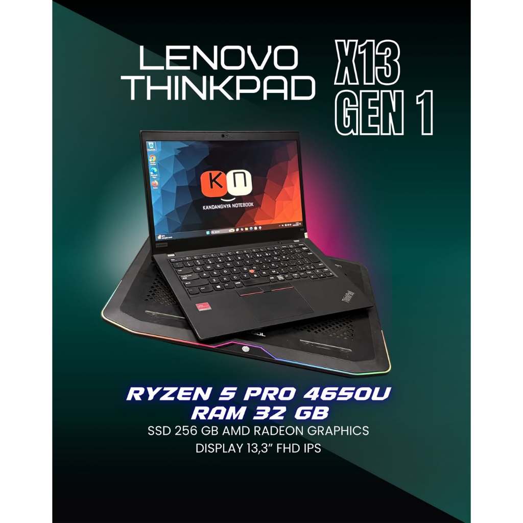 Lenovo Thinkpad X13 Gen1 Ryzen 5 Pro 4650U RAM 32GB / 1TB Layar 13,3inch