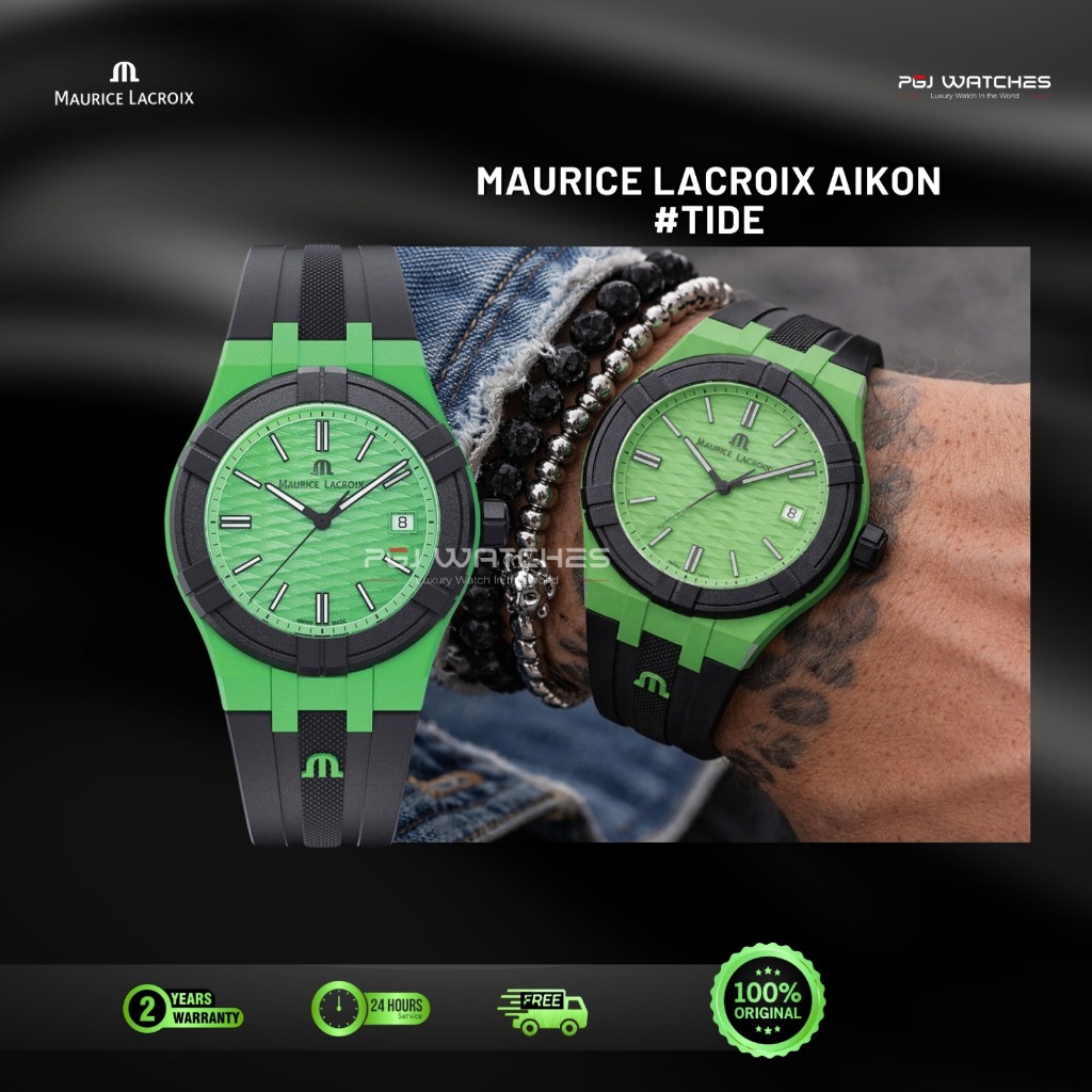 MAURICE LACROIX Aikon Green Dial Black Rubber - AI2008-70070-300-0