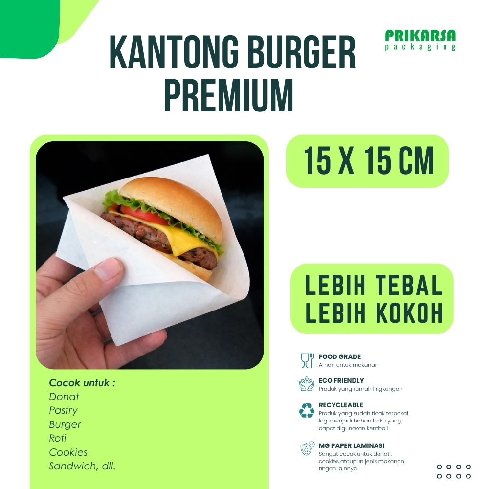 Bungkus Burger / Alas Burger / Kantong Burger 15 x 15 cm