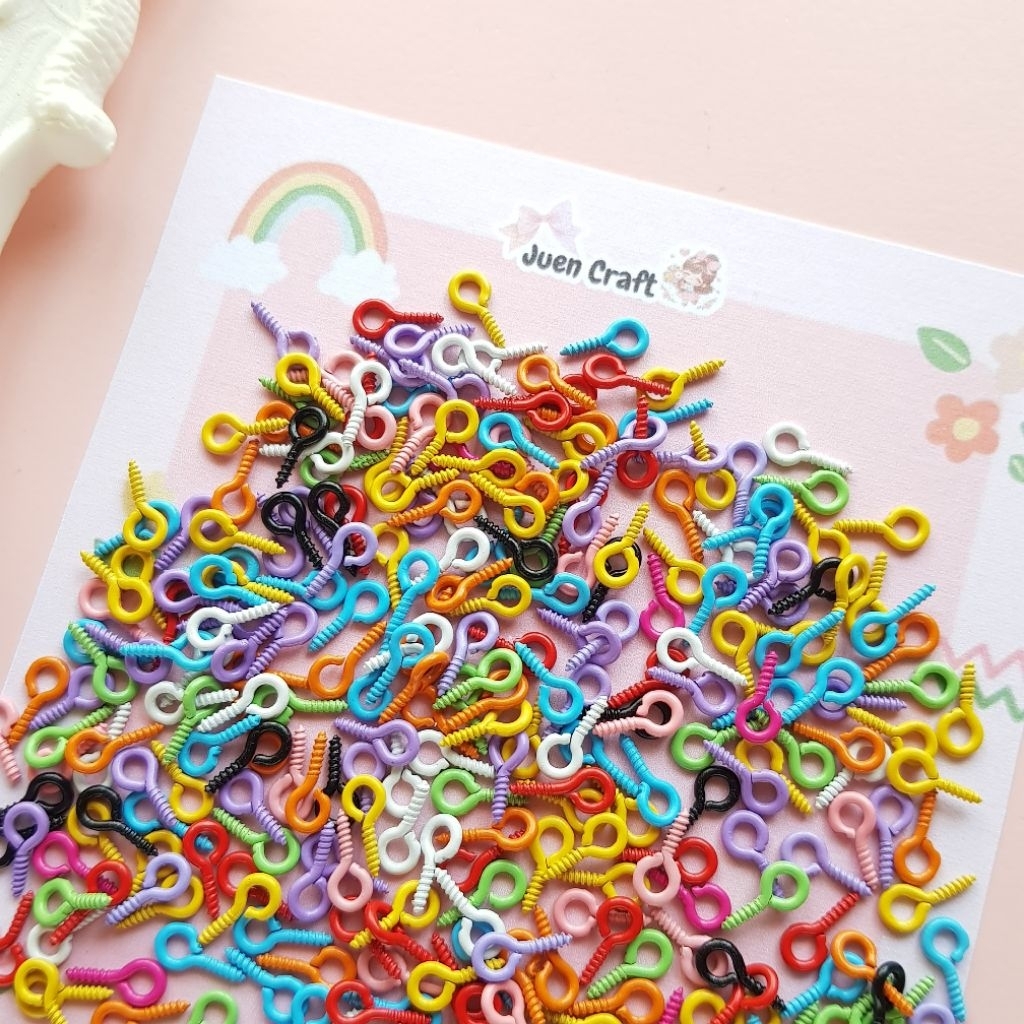 100 pcs - Paku Ulir Mix Warna / Paku Bandul Ulir by Juen Craft