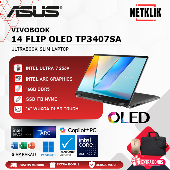 Laptop Touchscreen ASUS Vivobook Flip OLED - Ultra 7 256V 16GB/1TB SSD WIN11 Home Grey