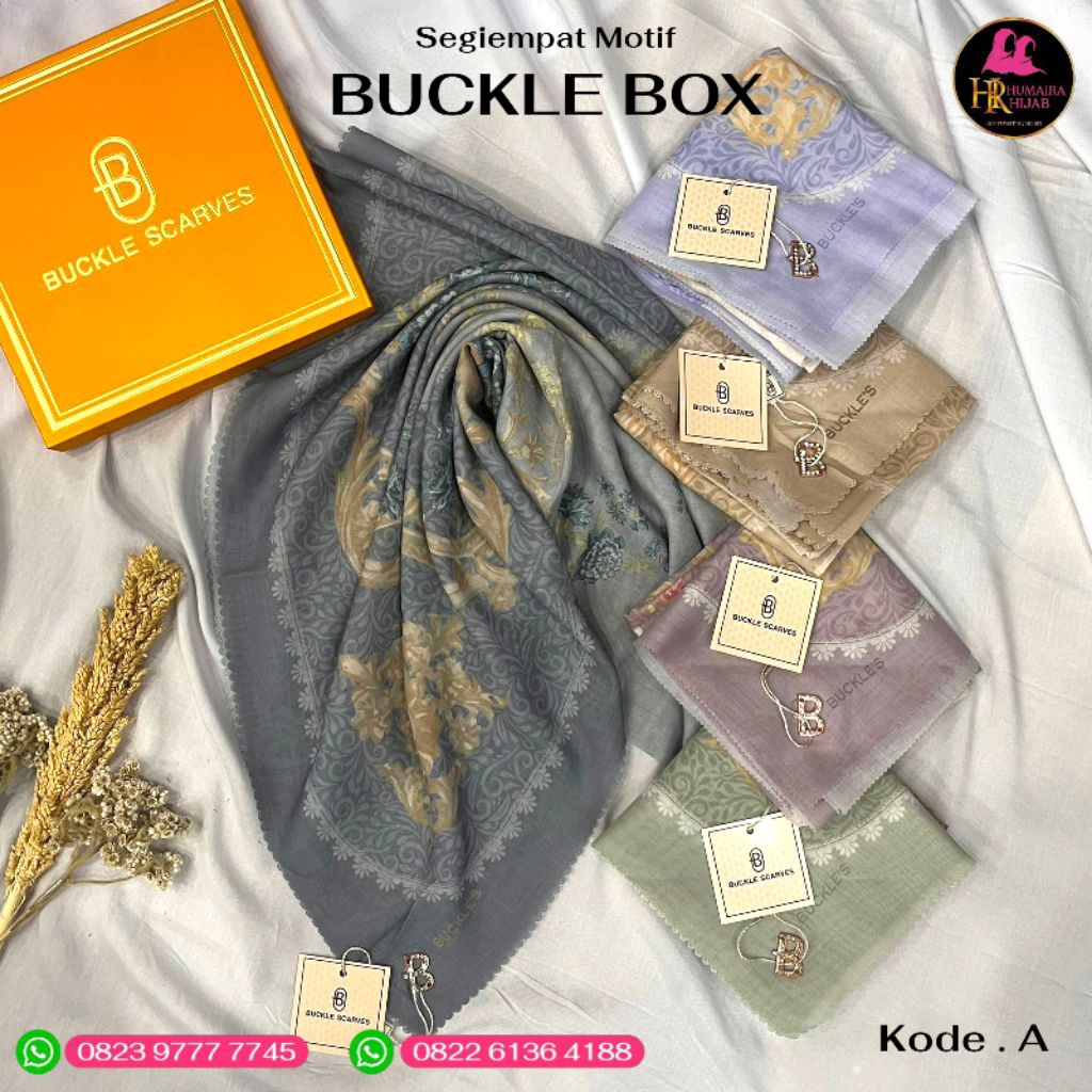 SEGIEMPAT BUCKLE SCARVES BOX MOTIF || BUCKLE BOX SCARVES HIJAB SEGIEMPAT VOAL ELEGAN
