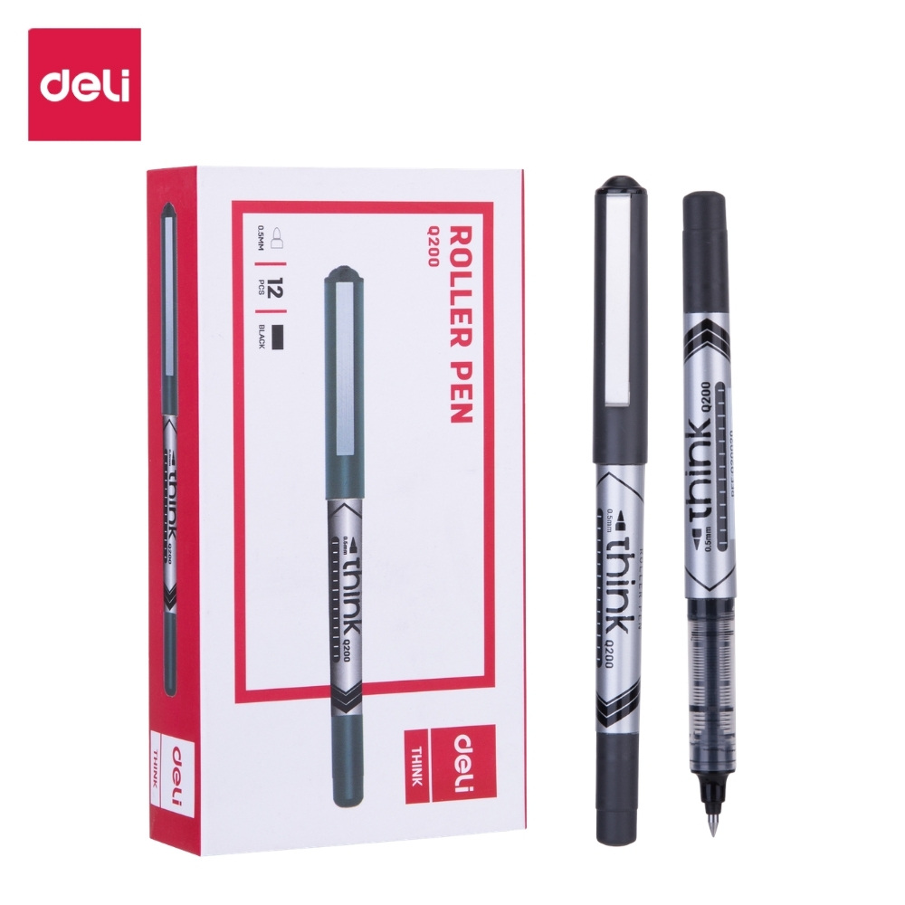 DELI Roller Pen / Pulpen Roller 0.5mm (Hitam) Q200