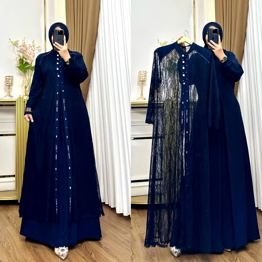 Gamis Set Outer Brokat Violla Set Dress BL Size M L XL  XXL XXXL LD 100-130  CM Bahan Ceruty Baby do