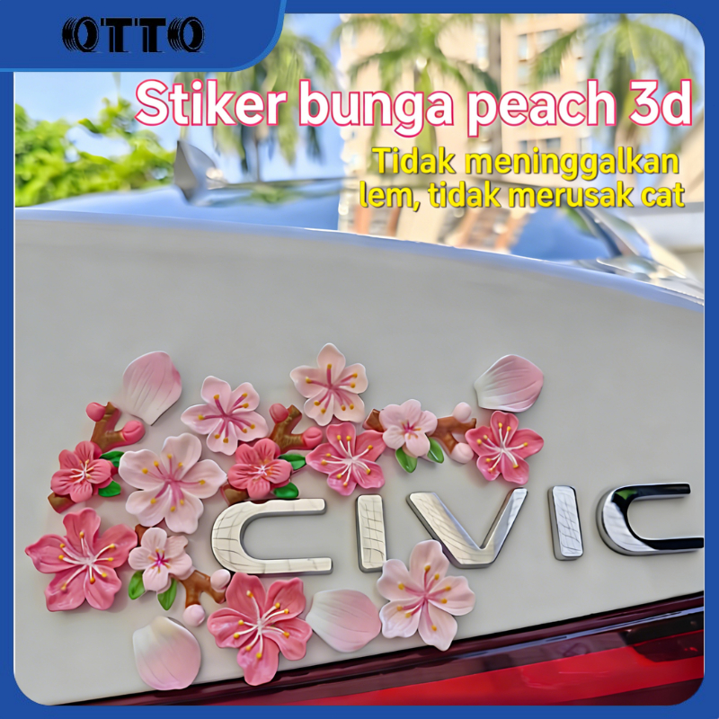 Dekorasi Mobil Bunga Persik 3D Stiker Interior Mobil Bunga Hiasan Layar Dasbor Motor