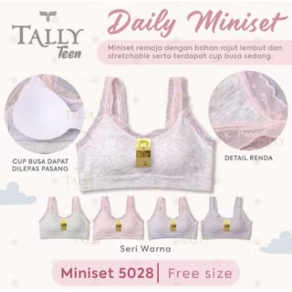 Bh Bra Miniset Tally,, Tally Bh Miniset Pakai Busa,, Tally Miniset Dewasa