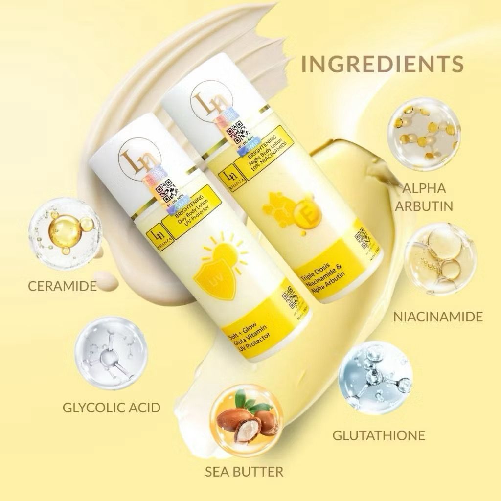 Ln body lotion paket siang malam brightening glow & moisturizing HB Dosting