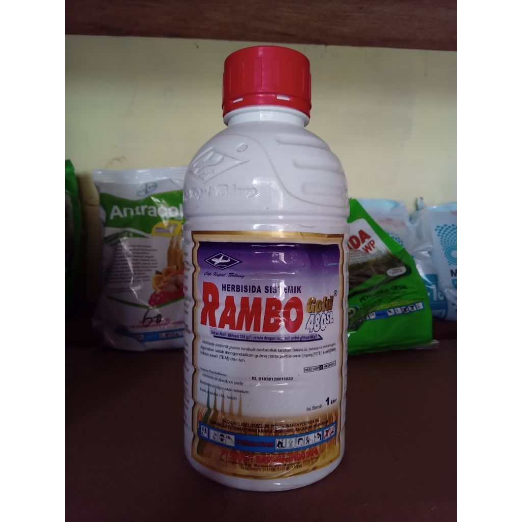 Herbisida RAMBO GOLD 480SL 1 L - Racun Rumput Sistemik Paling Ampuh Mati Sampai Akar