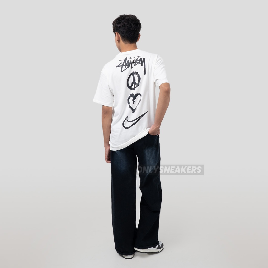 NIKE X STUSSY PEACE LOVE SWOOSH WHITE TEE