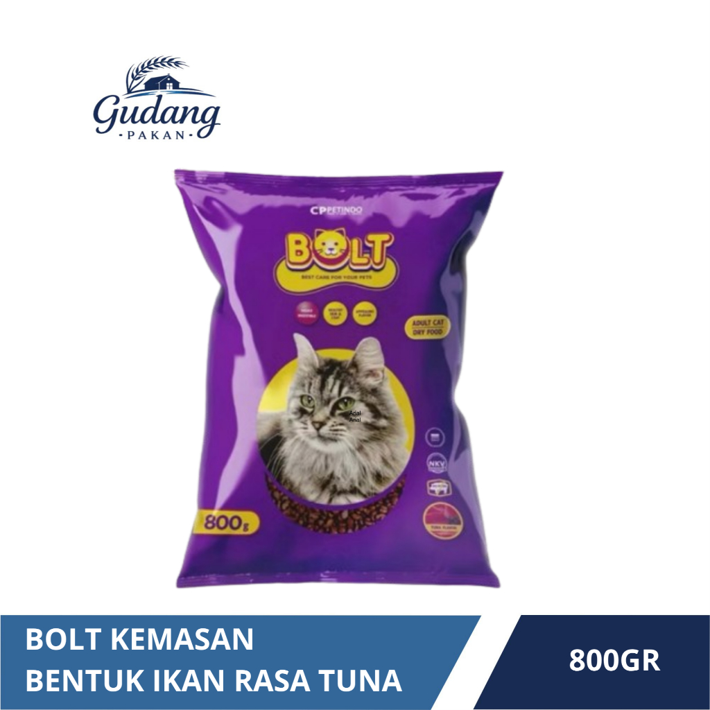 PAKAN kucing BOLT kemasan 800gr bentuk ikan