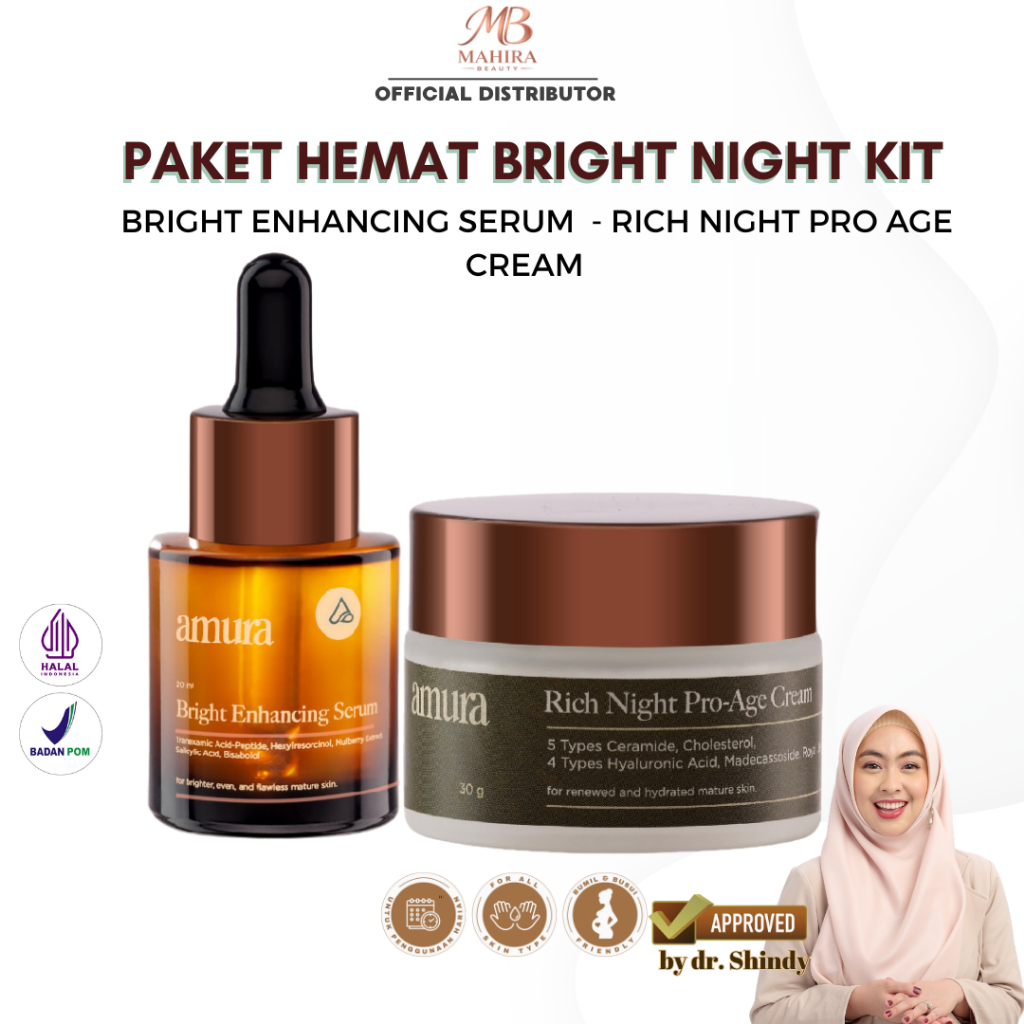 [AMURA] Amura Paket Hemat Bright Night Kit Skincare Dewasa by dr Shindy  Putri c1