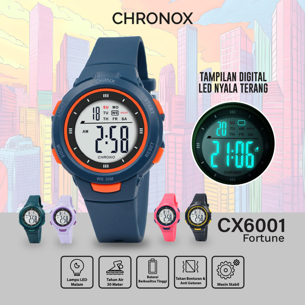 CX6001 - Jam Tangan Digital Unisex Pria Wanita CHRONOX