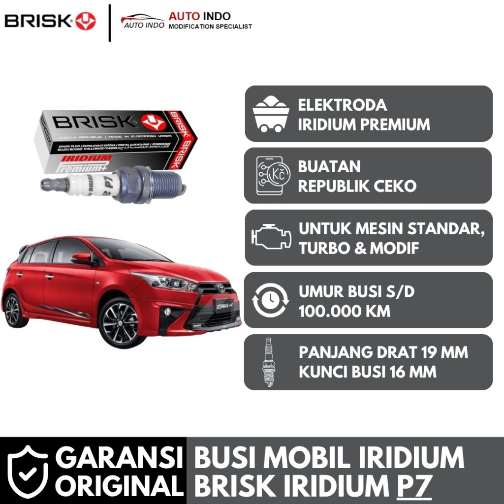 Busi Mobil Brisk Premium Iridium P7 untuk Toyota Yaris Lele | Garansi Ori BRISK