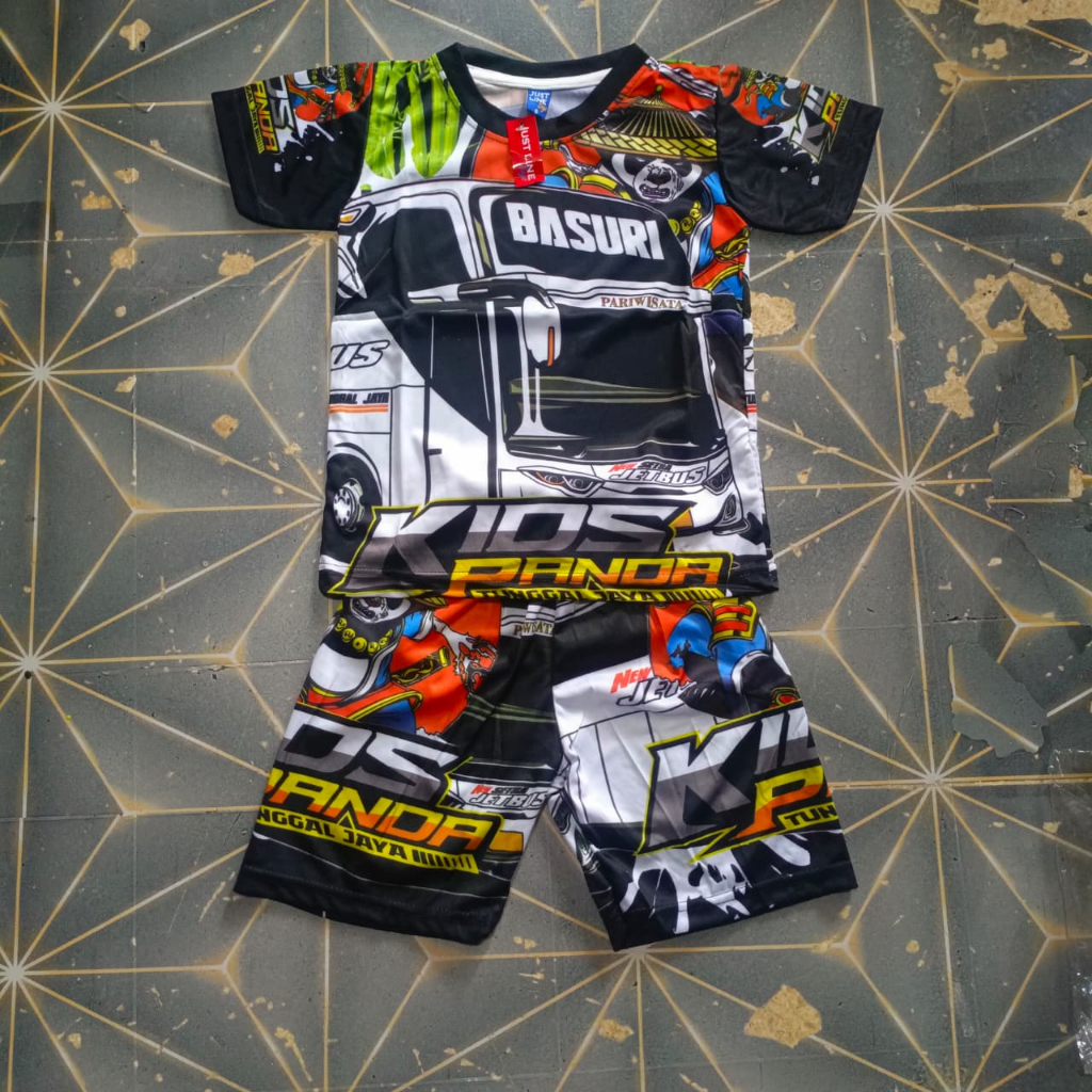 BAJU BASURI JET BUS/Stelan truck oleng bahan jersey/baju truck oleng size 4-20