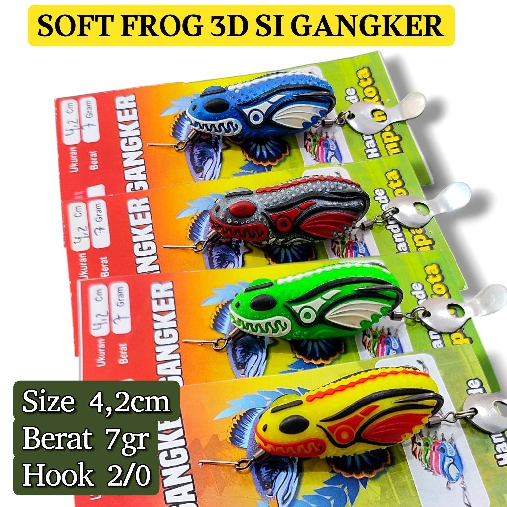 SOFT FROG 3D SI GANGKER 4,2. umpan casting gabus. lure casting gabus. sofrog.