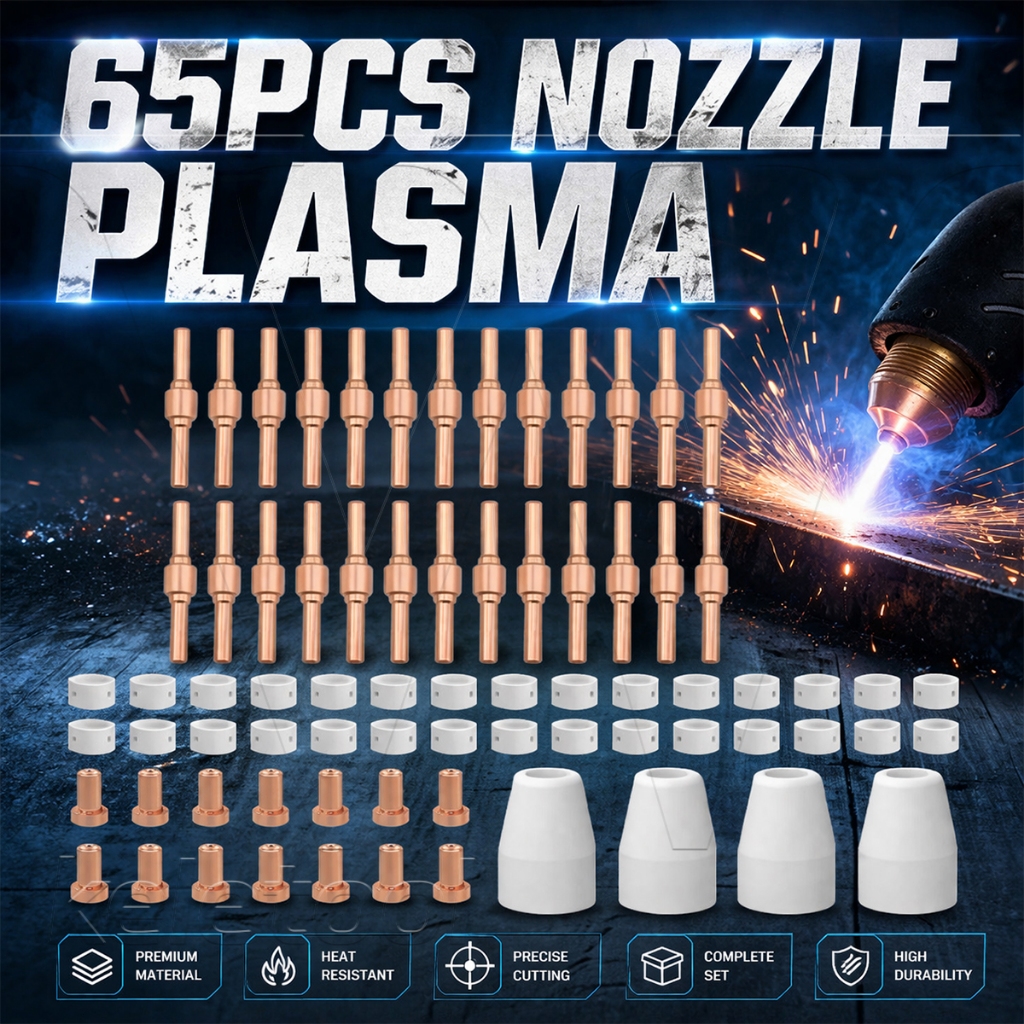 65pcs/Set Nozzle Plasma Cutter 40 Tip Nozzle Plasma Cutter Nozzle Laser Plasma Cutting Electrodes Uj