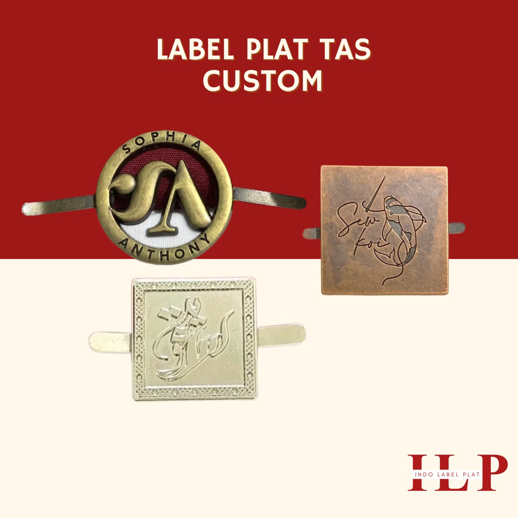 Label Plat TAS Alloy Custom Ukir TAS PENJEPIT LOGO MERK (Huruf/ Alphabet/ Logo Fashion Label Merk Ga