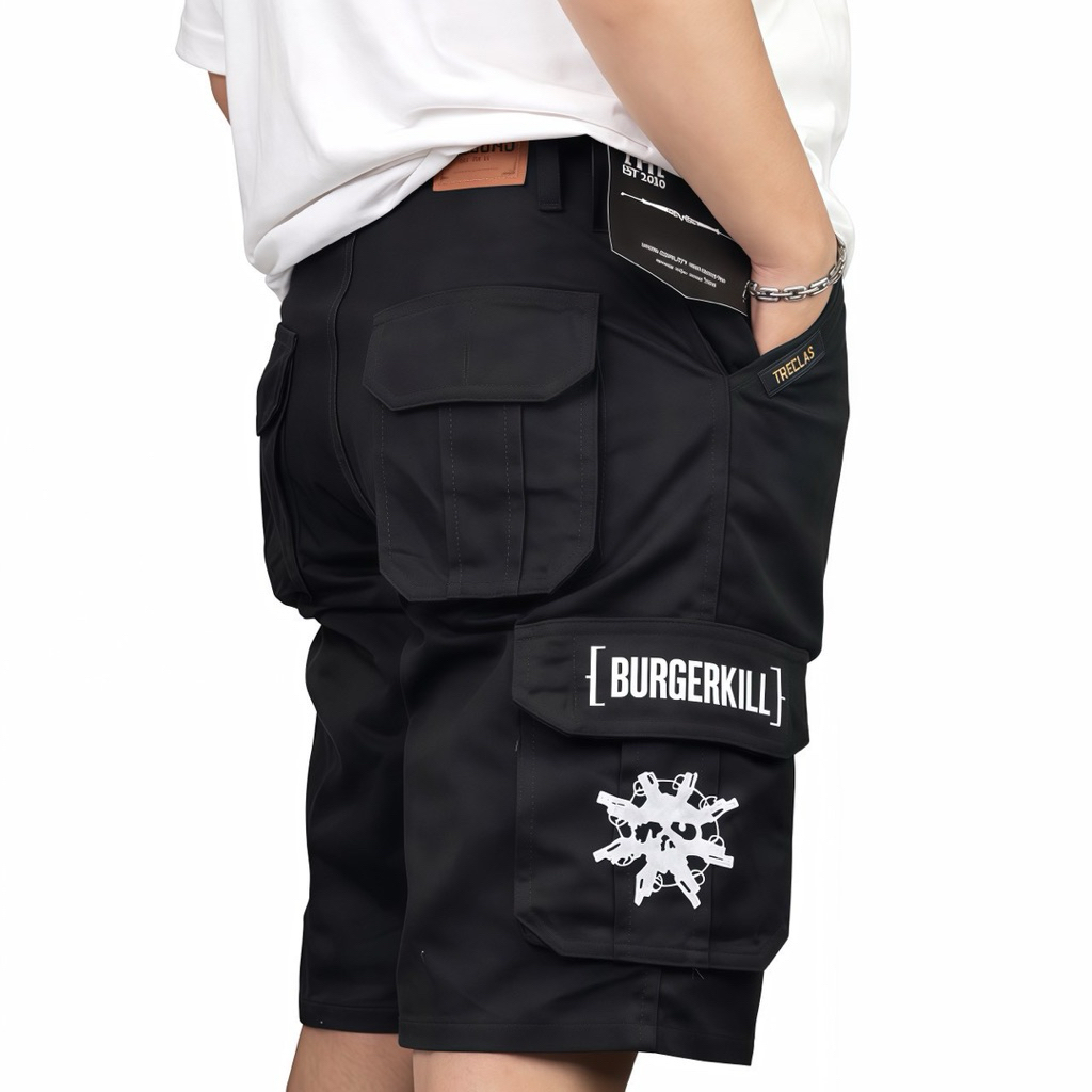 BIG SIZE 27-42 - CARGO PENDEK - CELANA CARGO PENDEK PRIA - CELANA CARGO MOTIF BORDIR BAND ROCK METAL