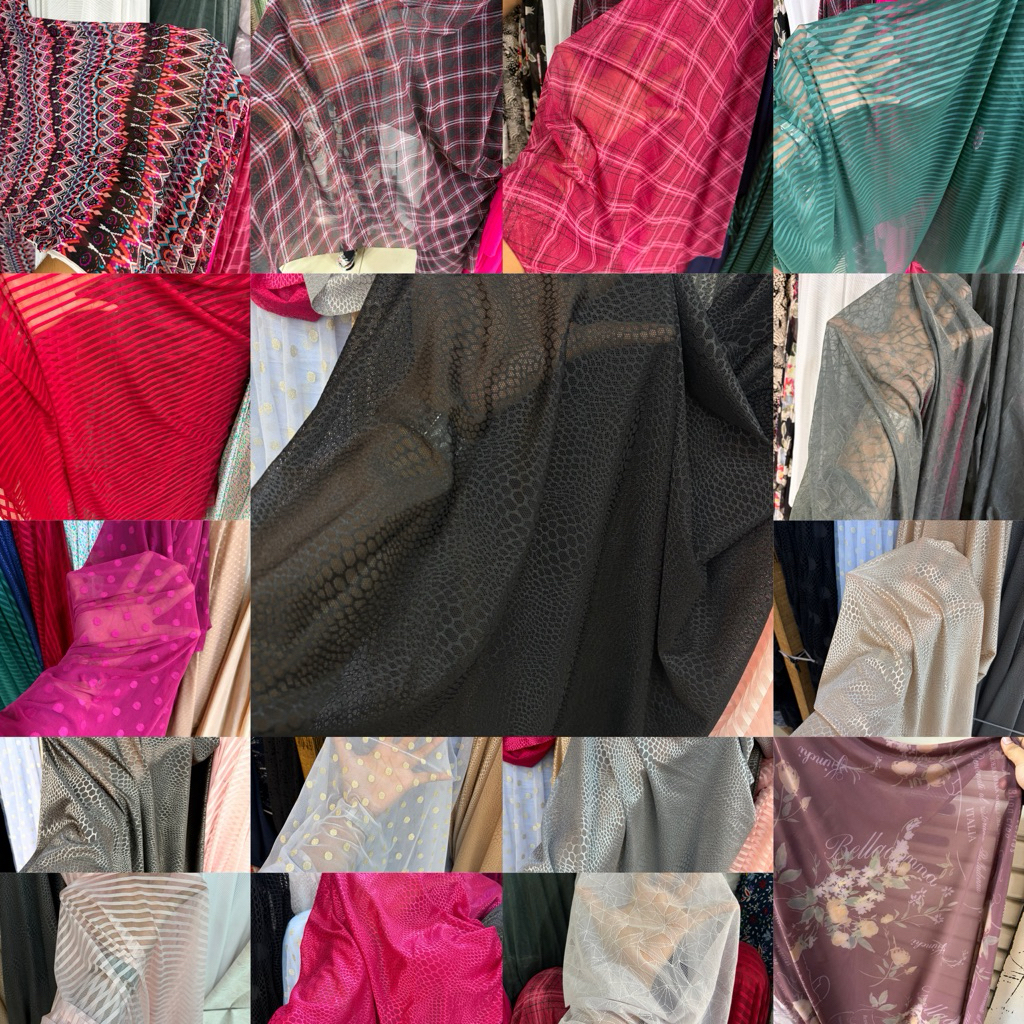 Kain Tile Stretch Motif / Bahan Tulle Stretch Motip (Harga 0.5Meter)